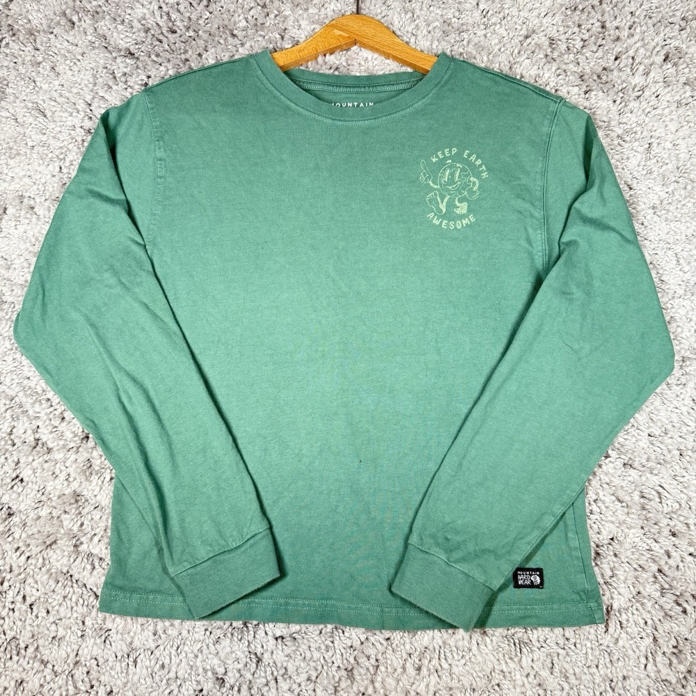 Mountain Hardwear Shirt Women's Medium Green Keep Earth Awesome Logo Long Sleeve